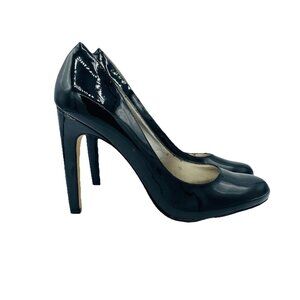 The Limited Shoes Womens Size 8.5 M Black Heels Faux Patent Leather Slip On Pump